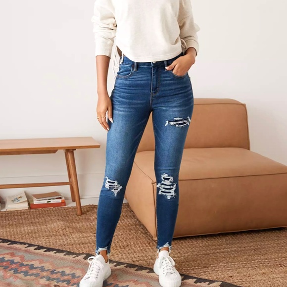 Women’s American Eagle Distressed High Rise Jeggings Size 6 *SHORT* - Picture 4 of 4